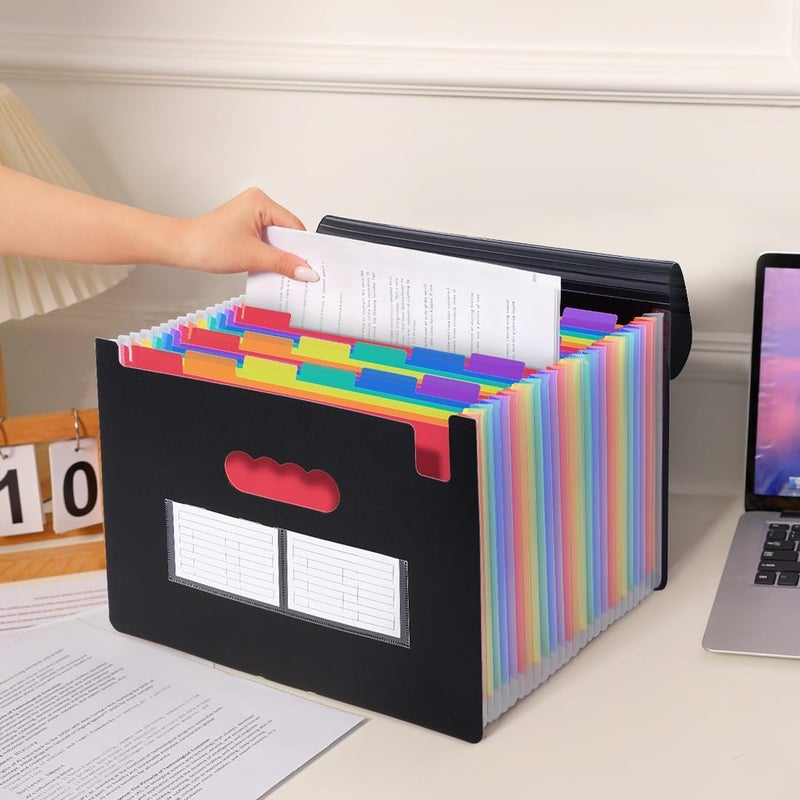 Skydue Accordion File Organizer with 26 Pockets & Label Stickers, Expanding File Folders Fit for A4 & Letter Size Paper, Multi-Functional Document Organizer for Home & Office File Management - Image 4